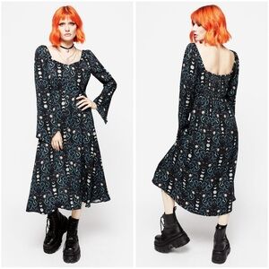 Disturbia Black and Blue Patterned Midi Dress